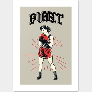 Fight! Retro Woman Boxer Posters and Art